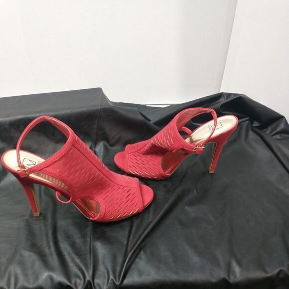 Material Girl Womens SZ 11 M Red Heels Regina Evening Slingback Sandals - Picture 7 of 11